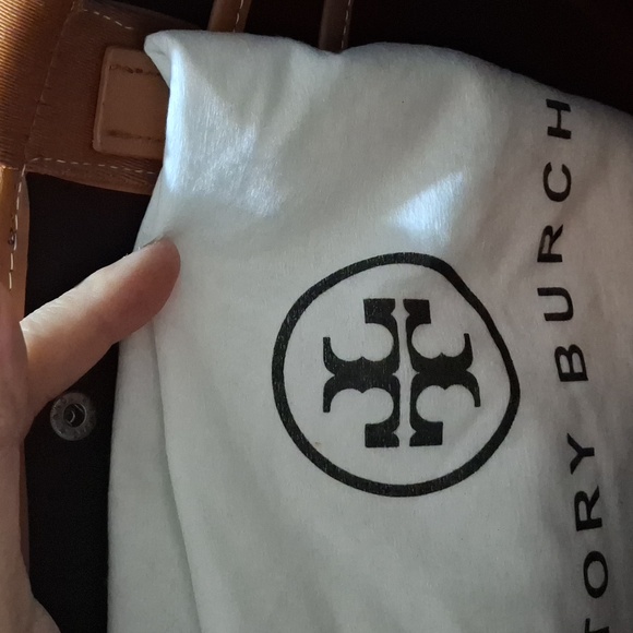 Tory Burch Black and Brown Canvas Tote Bag. NWT! With Removable Pocket. Dust Bag - Picture 3 of 3